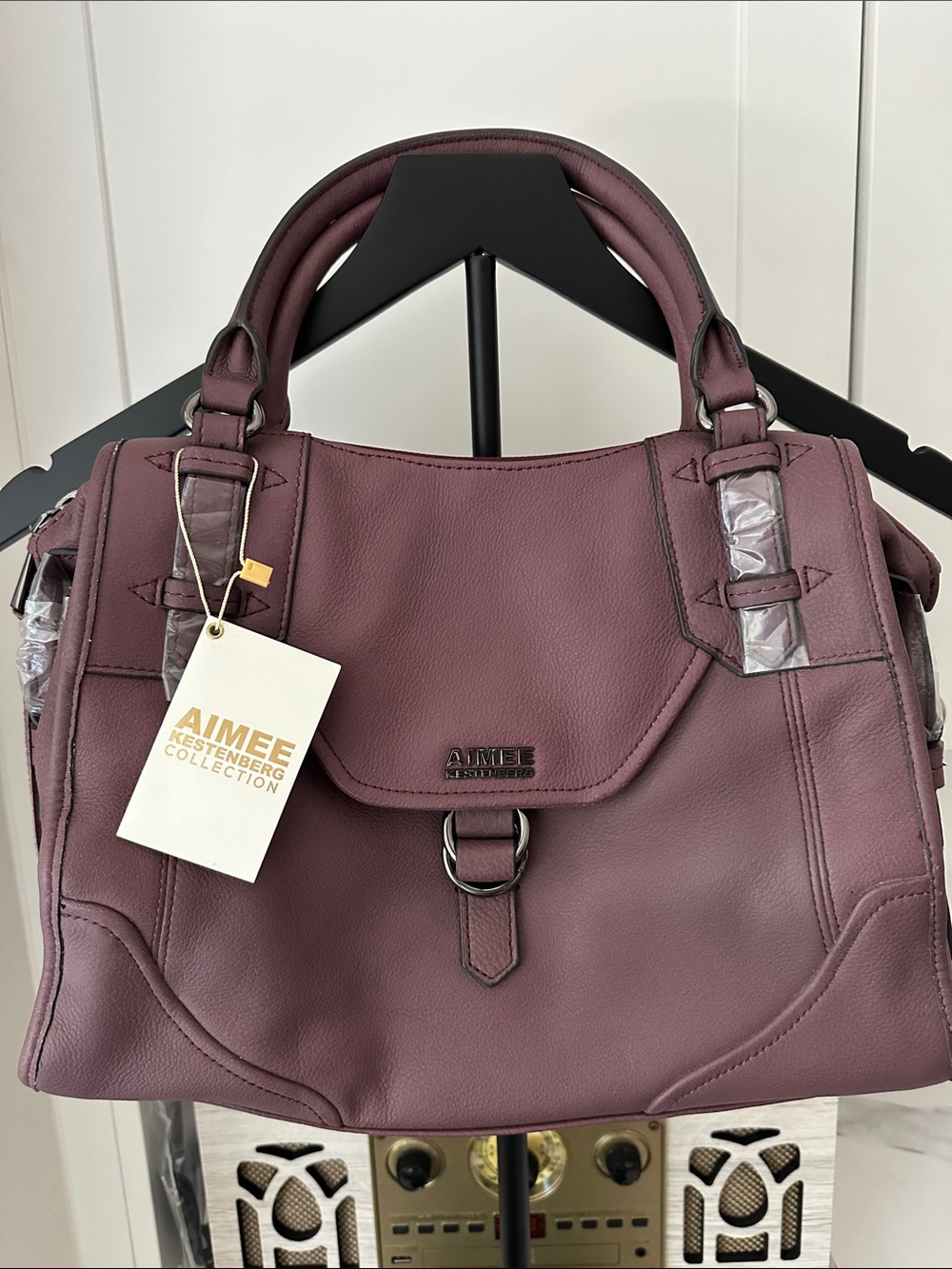 Aimee Kestenberg Pebble Leather Convertible Satchel-Paige (Mulberry) BNWT